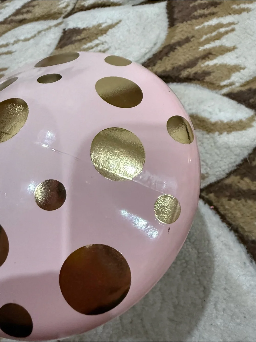 Target Bullseye's Playground Glass Mushroom Jar in pink metallic gold polka dot